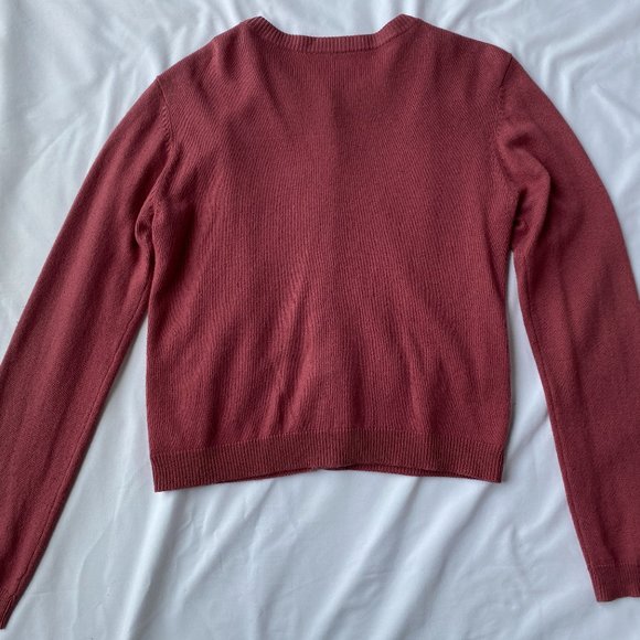 Calypso Dusty Rose Pink Cashmere Cardigan Sweater with Faux Pearls, Size M. - Picture 5 of 6